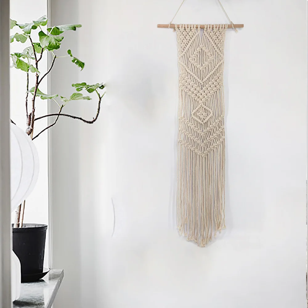 Вязаные ручной работы макраме Wall Art из хлопка Boho настенный гобелен с кружевом