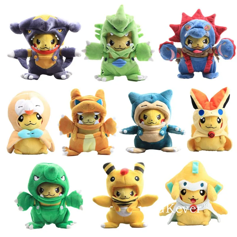 

High Quality Pikahcu Cosplay Tyranitar Rowlet Plush Toys Snorlax Victini Pikachu Soft Dolls Pikachu Series Dolls 18-25 cm Gift