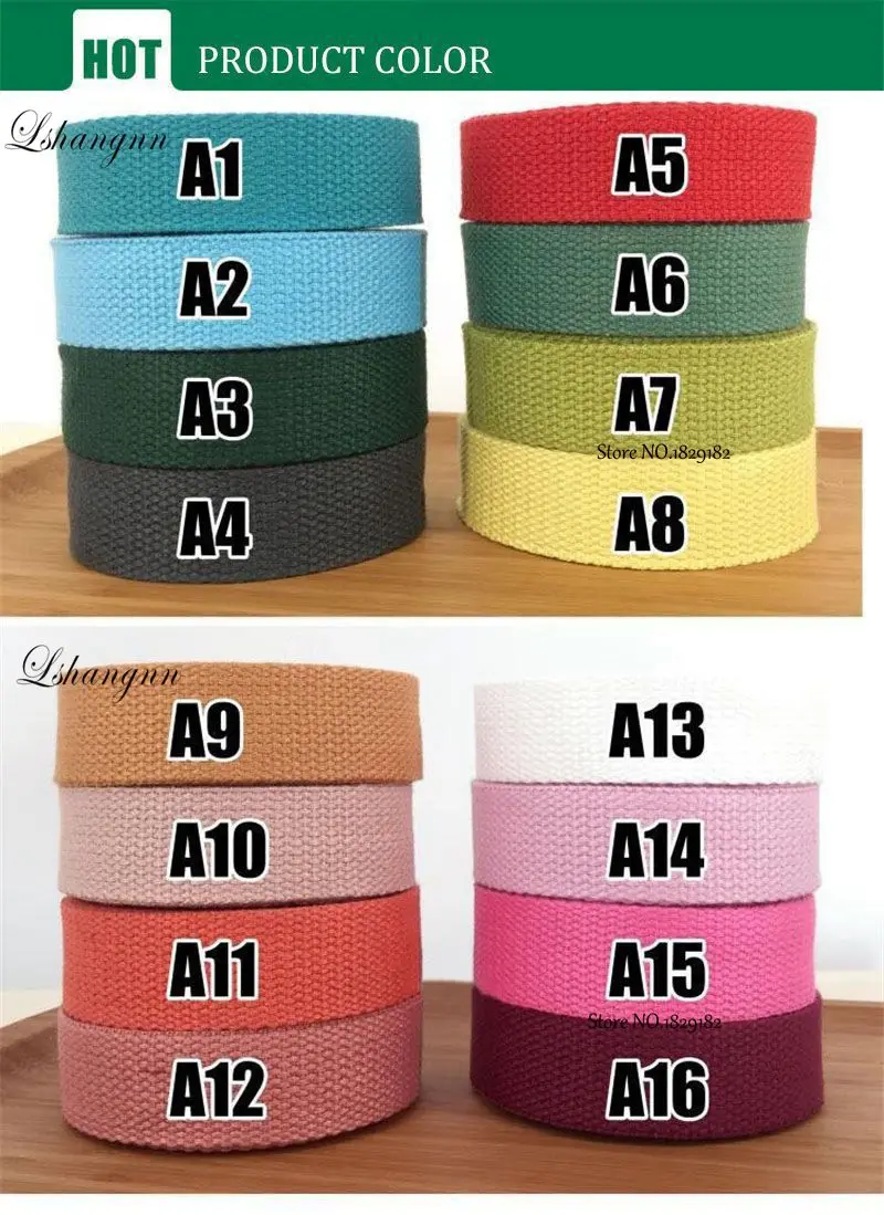 Lshangnn 25mm( 1") Canvas Backpack Belt Polyester Cotton Webbing Ribbon Bag Belt Strap Garments Crafts Accessories 40 Colours