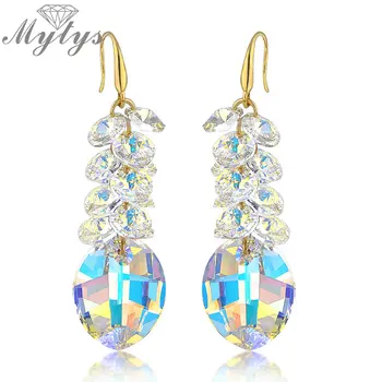 

Mytys High Quality Crystal Drop Earrings Fashion Clear Transparent Shining Light Blue CE93