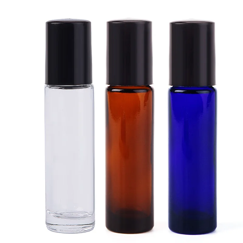 1 шт. 10 мл стеклянная бутылка для эфирного масла, пригодная для ароматерапии, парфюмерии и бальзамов для губ, стеклянная бутылка с роликом RB04