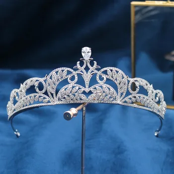 

Parmalambe High Quality Silver Zircon Hair Tiaras Glinting Hair Jewelry Bridal Headpieces Crown Wedding Hair Accessories