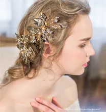 Dower me Exquisite Vintage Leave Rhinestone Wedding Headpiece Handmade Bridal Hair Clip Comb Jewelry Women Accessories