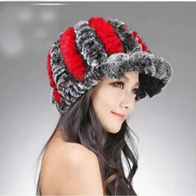 Новая вязаная шапка из натурального кроличьего меха шапка из меха кролика рекс головные уборы Модные женские бейсбольные щитки