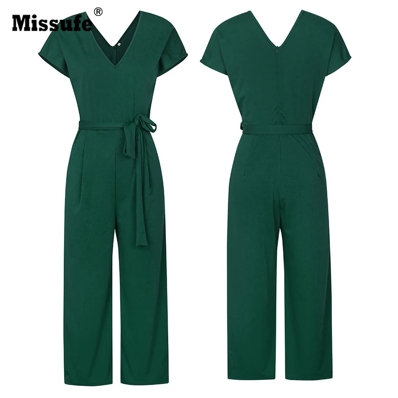 Fashion Sashes Solid Jumpsuit V Neck Sleeve Women Jumpsuits Belted Casual Torridity Overalls Drawstring Loose Female Rompers Fashion Sashes Solid Jumpsuit V Neck Sleeve Women Jumpsuits Belted Casual Torridity Overalls Drawstring Loose Female Rompers