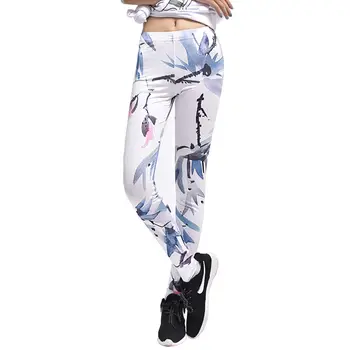 

Women Landscape painting Yo-ga Leggings Chinese Style High Waist Slim Pencil Trouser