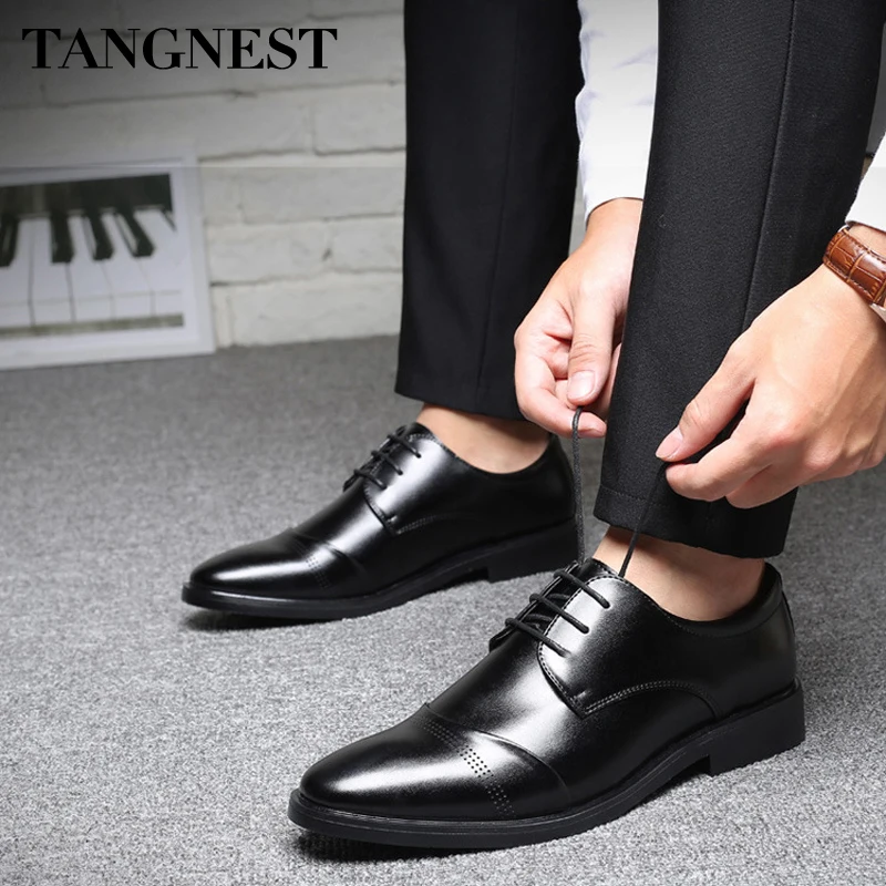 

Tangnest Man Bussiness Dress Shoes Spring Autumn Fashion Style Comfortable Pointed Toe Slip On Shoes Plus Size 37-48 XMP886