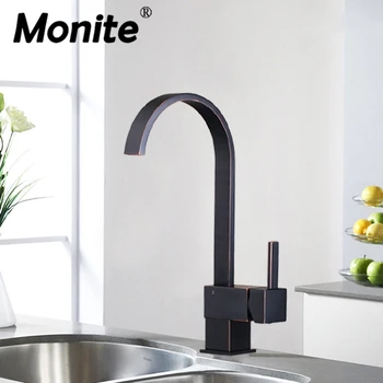

Monite 360 Rotated Black Kitchen Basin Sink Faucet Solid Brass Basin Faucet Hot and Cold Water Swivel Mixer Tap Faucet