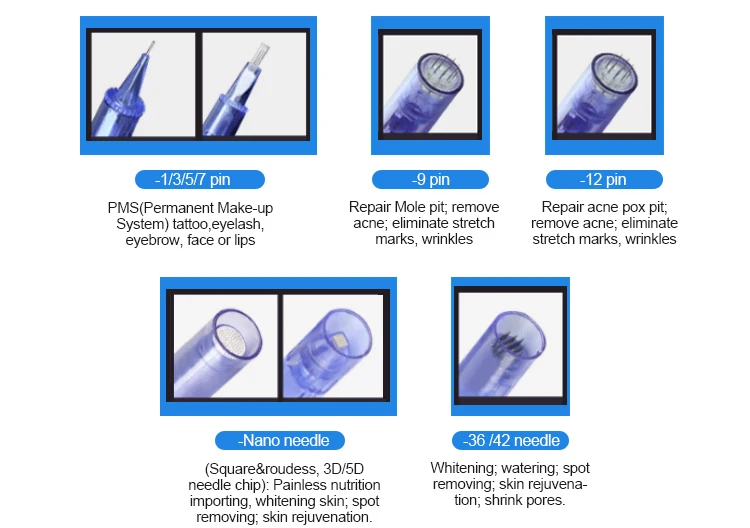 50 шт. Dr ручка A6 патрон игл 9/12/36/42 булавки, 3D/5D/круглый Nano иглы для MYM электрическая Дерма ручка авто микроиглы