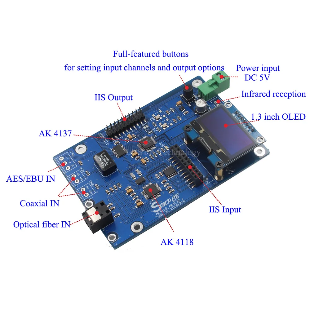 Lusya AK4137 ЦАП SRC аудио 384K 32 бит DSD256 DSD IIS преобразования для hifi усилитель с пультом дистанционного управления