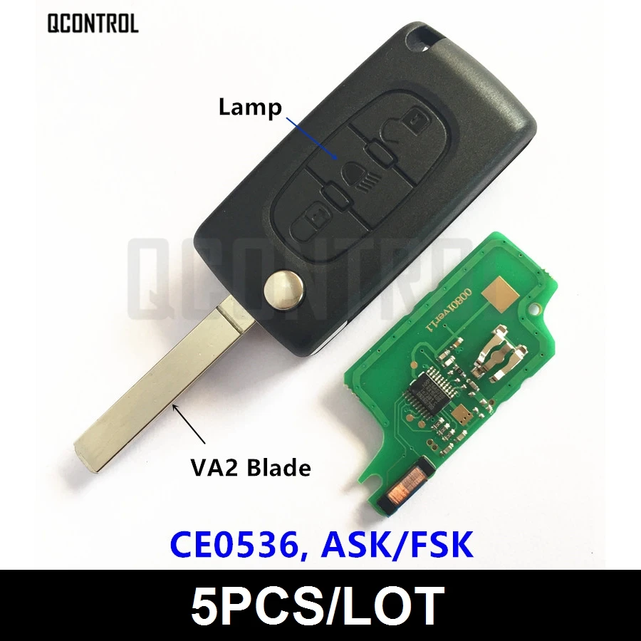 

QCONTROL Vehicle Remote Key fit for PEUGEOT Partner 207 208 307 308 408 433MHz Car Lock Control (CE0536 ASK/FSK HU83)