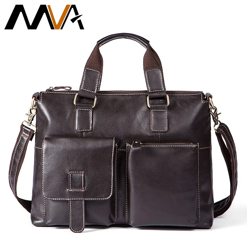 

MVA Male Genuine Leather Briefcase One Shoulder Bags Business Briefcase Handbags Totes Work Document Bags Men Briefcases