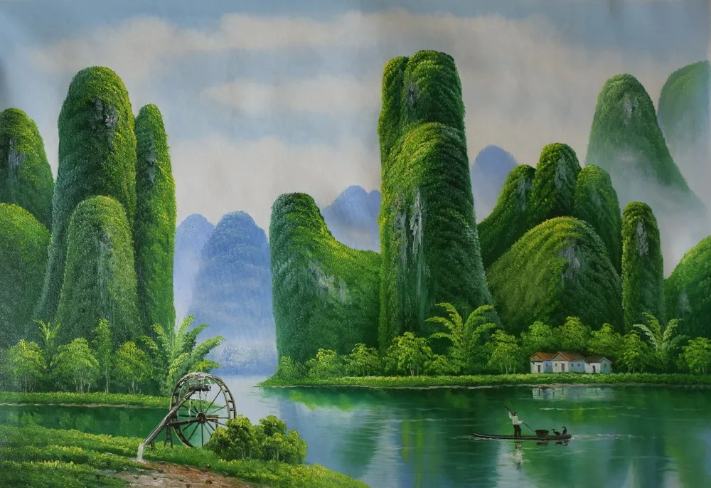 

Hand Painted Modern Oil Painting on Canvas China Famous Guilin landscape Canvas Painting Wall Art Picture for Home Decoration