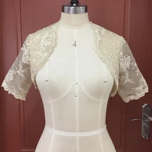BRITNRY, Новое поступление, элегантное Болеро для женщин, короткий рукав, на заказ, кружевная Свадебная куртка цвета шампанского, свадебная накидка