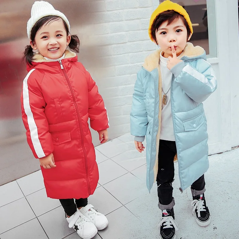 

2019 New Girls Winter Coat Fleece Jacket for Girl & Boy Clothes Children Thick Outerwear Park Casual Hooded Long Warm Jackets