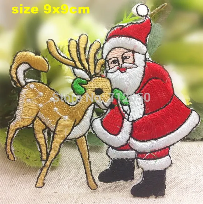 Babbo Natale 10.Nuovo Arrivo 10 Pz Babbo Natale E Cervi Ricamato Patch Di Ferro Su Cartone Motif Applique Ricamo Accessorio Accessories Solar Patch Bearaccessories Car Aliexpress