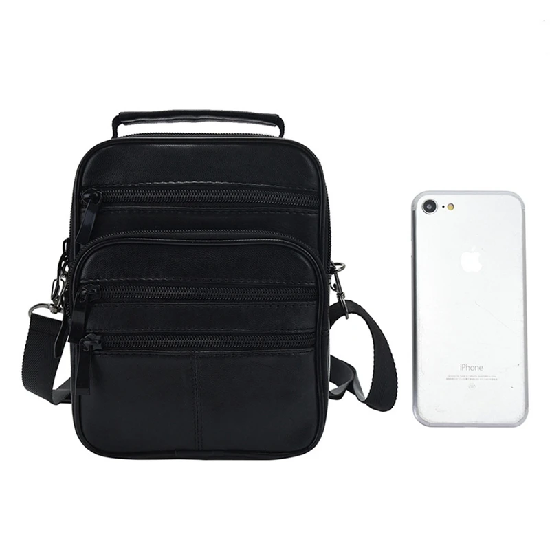 أزياء الرجال جلد طبيعي أسود Crossbody حقيبة ساعي يد رجل واحد حقائب كتف الأعمال الصلبة حزمة