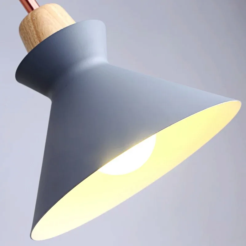 Creativo moderno de madera E27 lámpara colgante de arte luces Lamparas de aluminio colorida lámpara luminaria para la iluminación del hogar Creativo moderno de madera E27 lámpara colgante de arte luces Lamparas de aluminio colorida lámpara luminaria para la iluminación del hogar