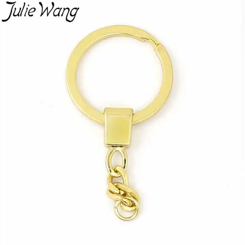 Julie Wang 10 шт. медный Брелок Сплит кольцо с короткими брелоки цепочки ручной работы