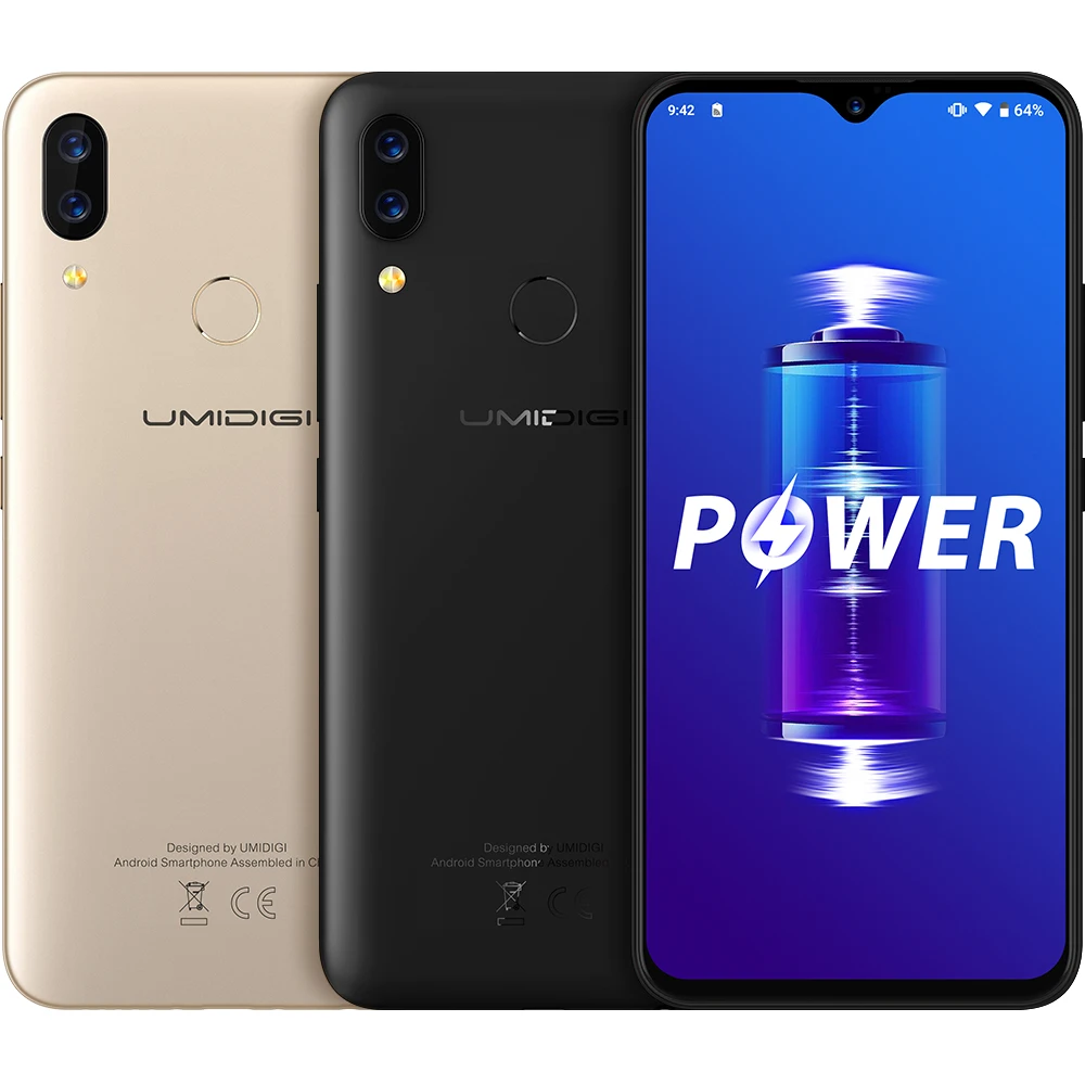  UMIDIGI Power Android 9.0 5150mAh Big Battery 18W 6.3' FHD+ Waterdrop Screen 4GB+64GB Helio P35 Glo - 33001167686