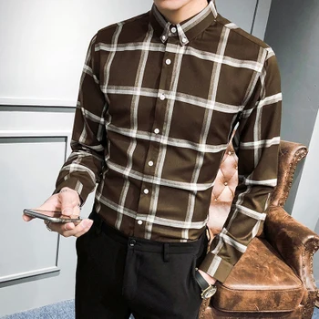 

Loldeal Men's Checkered Slim Fit Casual Shirt