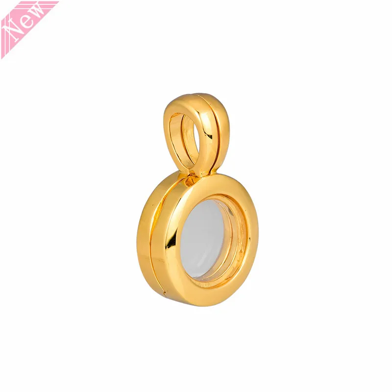 

Floating Locket Pendant Charm Beads for Women Jewelry Making DIY Fit PANDORA 18K Shine Gold Charms by Adding Petite inside SH021