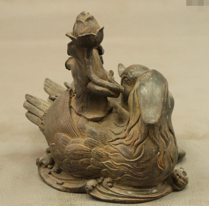 

S0228 6" Exquisite Chinese Pure Bronze Affectionate Couple Mandarin Duck Lotus Statue discount 30% (C0324)