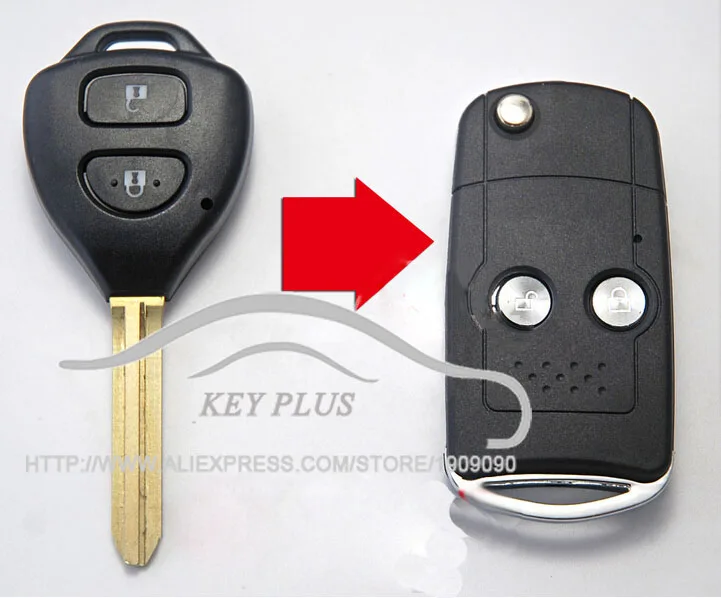 

Modified Blank Flip Remote Key Shell For Toyota Corolla RAV4 New Vios 2 Buttons FOB Keyless Case