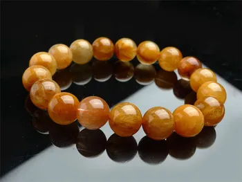 

11mm Genuine Natural Copper Rutilated Quartz Bracelet Women Female Crystal Stretch Round Bead Bracelet