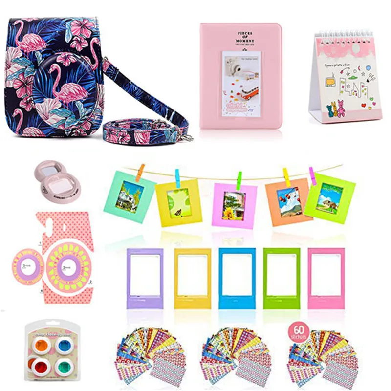 9 in 1 Accessories Kit for Fujifilm Instax Mini 8/9 Camera Painting Carrying Case Bag Cover/Selfie Mirror/Filter/Album/Sticker - Цвет: Светло-серый