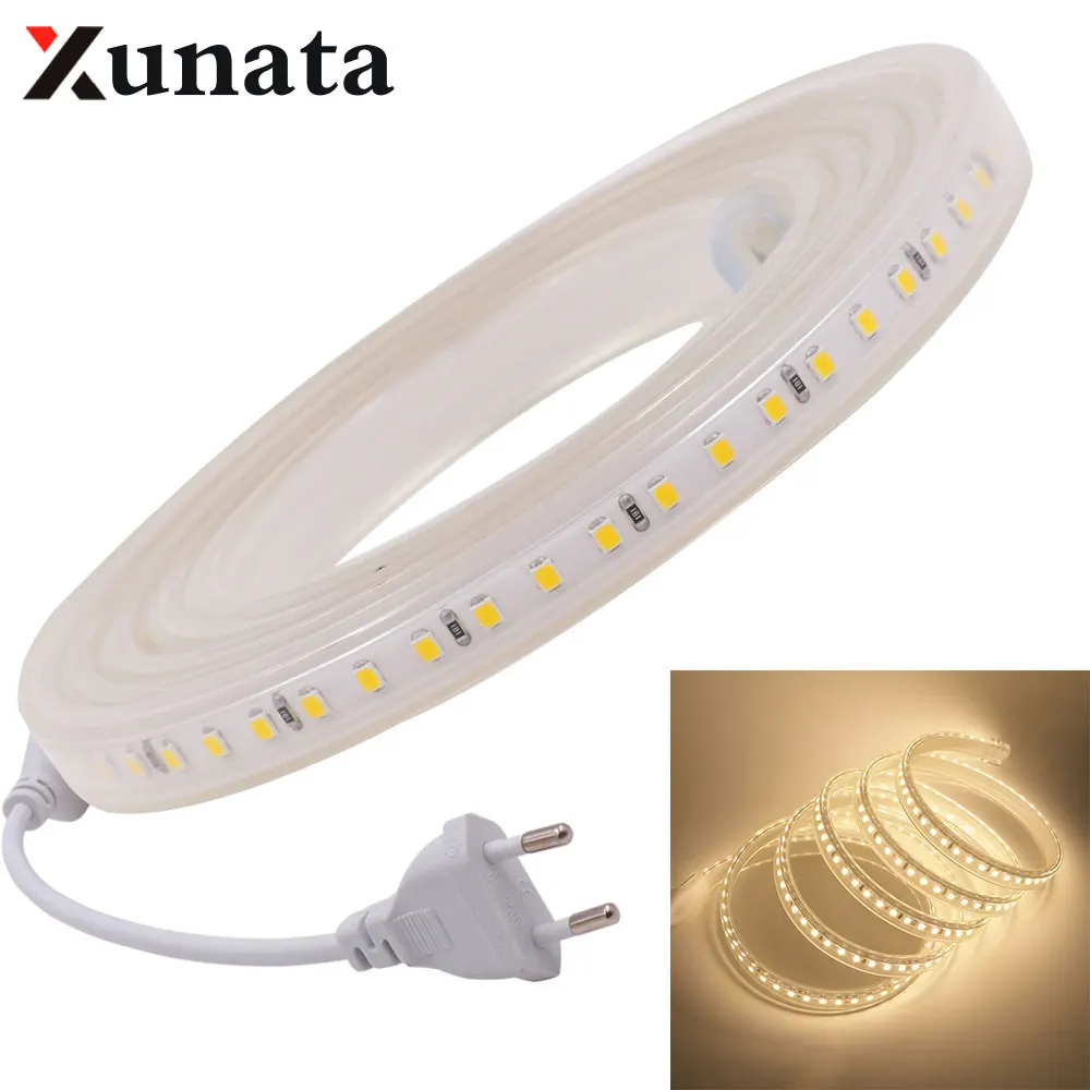 

1M 2M 3M 4M 5M 220V EU 2835 LED Strip Light Waterproof 120leds/m LED Diode Ribbon Tape Lamp Stripe Led Light for Home Decoration