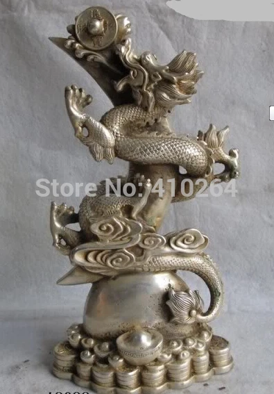 

[Nice Discount ] China Lucky White Copper Silver propitious Fly convolute Dragon Play Coin Money