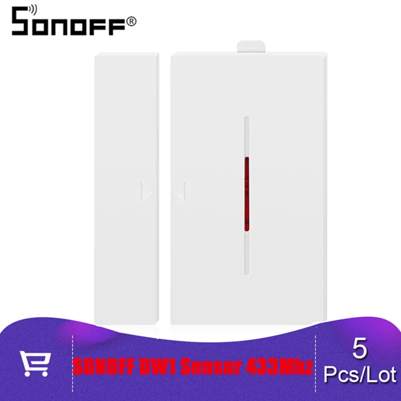 

5 Pcs/Lot SONOFF DW1 Sensor 433Mhz Door Window Alarm Sensor Wireless Automation Anti-Theft Alarm For Smart Security Alarm System