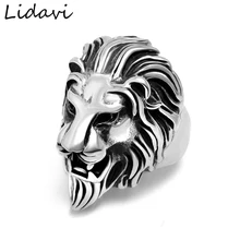 

Lidavi Fashionable Cool style Carving Men's Lion Rings Unique Stainless Steel Rock Punk Rings Fashion Jewelry For Men Gifts R09