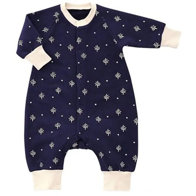 dark blue Ползунки ребенка и новорожденных Отпечатанная теплая одежда зимы Толстые ткани Одежды для младенца восхождения с длинным рукавом - Цвет: dark blue