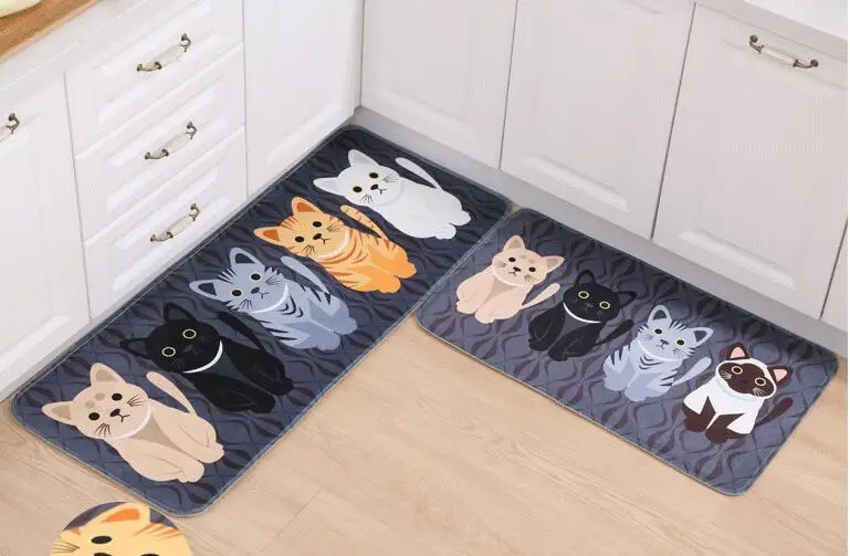 Добро пожаловать, коврики для ванной, кухни, с рисунком кота, коврики для гостиной, Противоскользящие коврики - Цвет: Черный