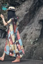 100% ramie print Ramie short sleeve dress