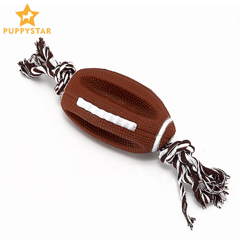 

Football Rugby Toys For Dogs Chew Toy Solid Silicone Ball For Dog With Rope Dog Toys Interactive All Seasons Pet Products FF0005