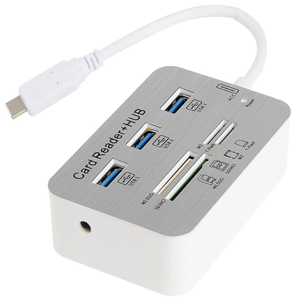 Aluminum 7 Port Type C HUB USB 3.0 HUB MS SD M2 TF Card Reader Multi