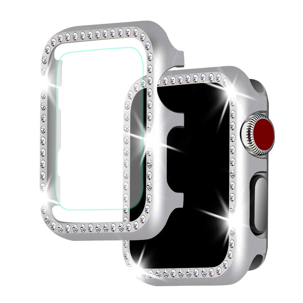 Хохлатый Алмазный чехол+ стекло для apple watch 4 3 apple watch band чехол 42 мм/38 мм iwatch band 44 мм/40 мм Кристальный защитный чехол