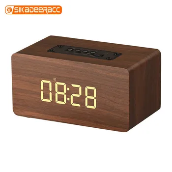

Bluetooth Speaker Digital Alarm Clock Retro Wooden V4.2 Portable Multi-function TF Card Desktop Home FM Radio Led Time Display