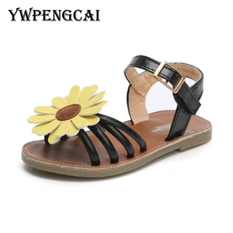 

New 2019 All-match Girls Sandals Princess Flowers Toddler Sandals Summer Beach Shoes Open-toed Flat Baby Girl Sandals #9BQ0235