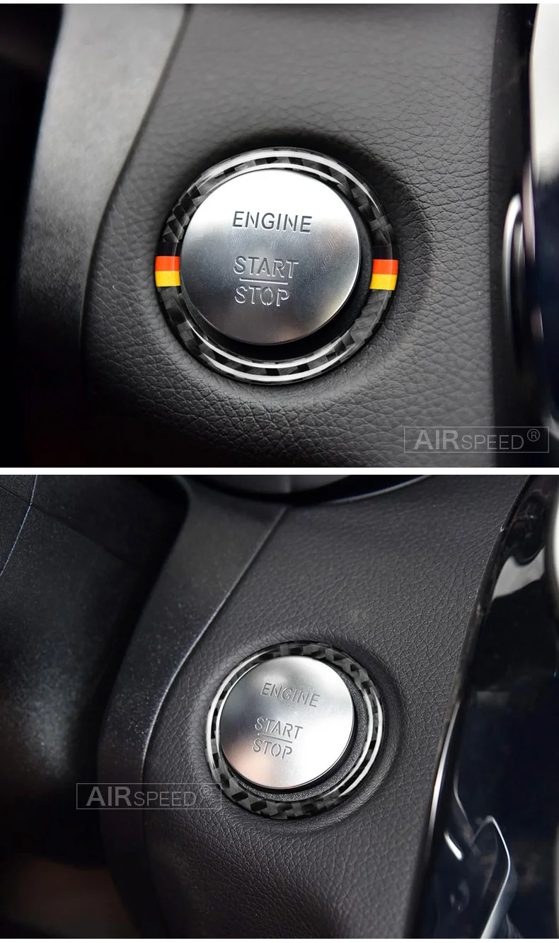 Mercedes Benz C Class W205 E Class W213 GLC Carbon Fiber Car Interior Ignition Engine Start Cover Trim Ring Sticker (6)