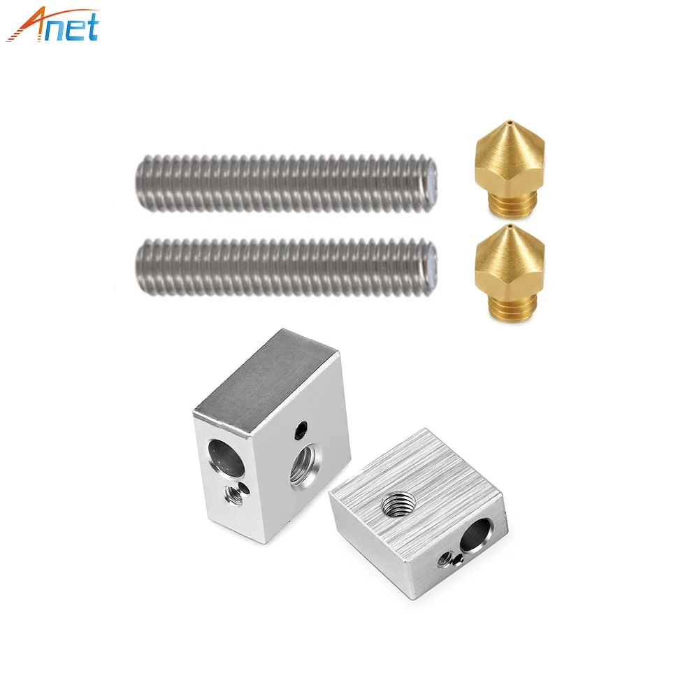 Anet A8 و A6 3D طابعة جزء 2 قطع 0.4 ملليمتر الطارد فوهة + 2 قطع 1.75 ملليمتر الحلق أنبوب + 2 قطع سخان كتل Hotend ل Mk8 Makerbot