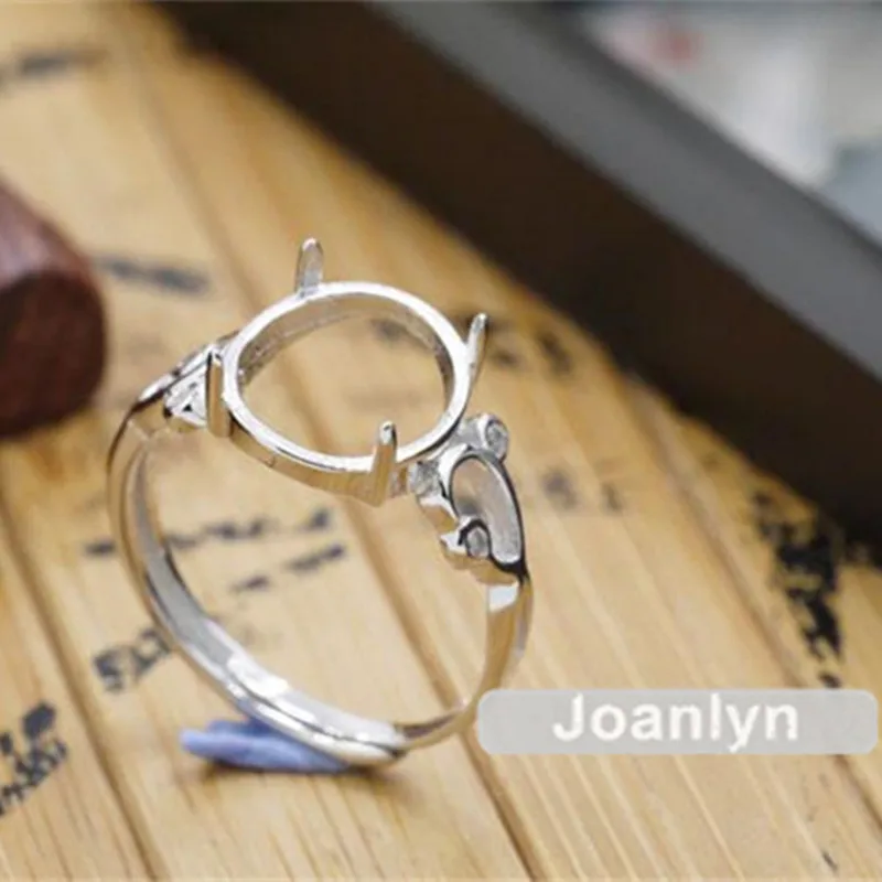 

Joanlyn Ring Blank for 10x12mm/10x14mm Oval Cabochons White Gold Plated 925 Silver Adjustable Band Ring Base JZ348