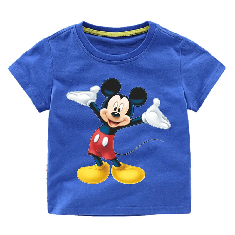 Летняя одежда для мальчиков, camiseta, футболки "Микки"; детская мода хлопок короткий рукав Футболка Топ, одежда для детей, принт с животными, футболка fille - Цвет: Синий