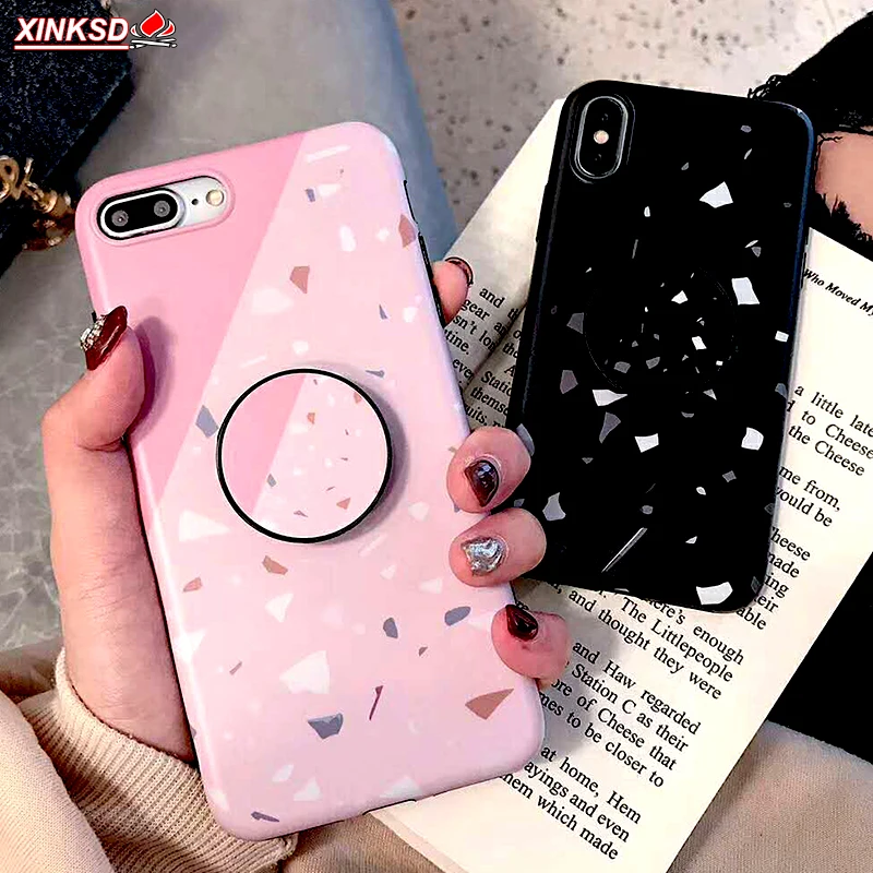 

Stylish Geometric Marble Cases For iPhone 7 6 S 6s 7 8 Plus Cover Soft Silicone Case For iPhone XS Max X XS XR Bracket Coque Bag