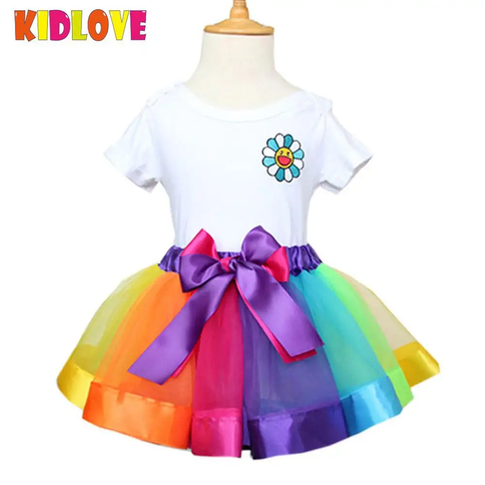 KIDLOVE Summer Style Girl Skirt Baby Short Rainbow Skirt Gauze Princess