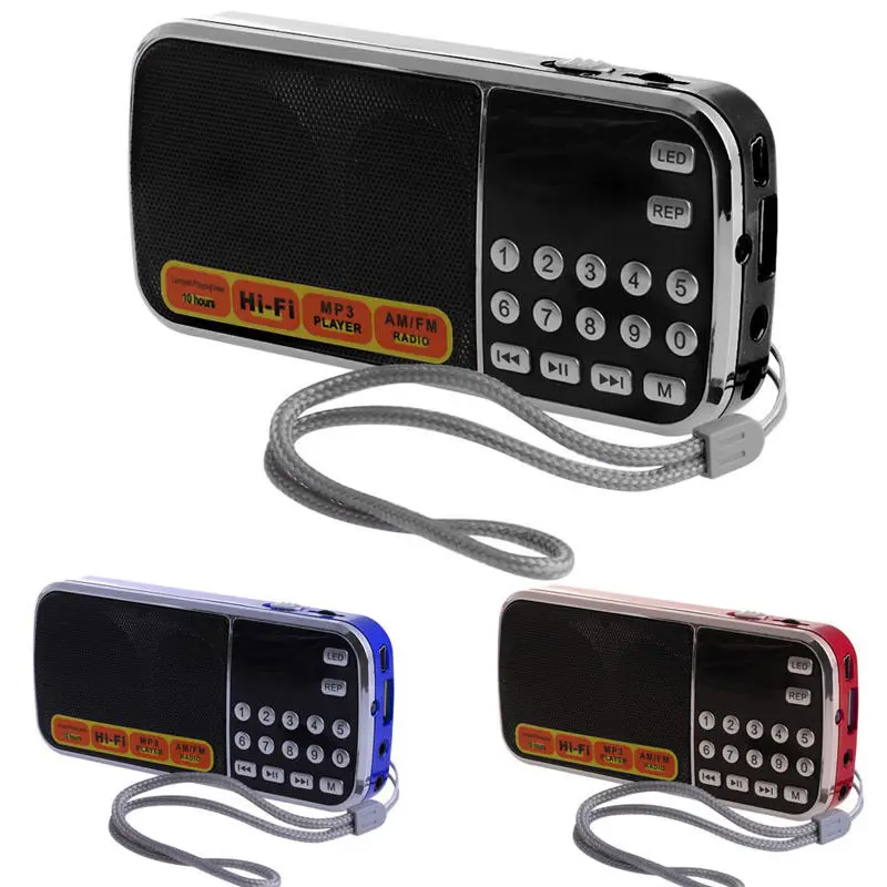 

OOTDTY Mini LCD Receiver Digital FM AM Radio Speaker USB Micro SD TF Card Mp3 Player