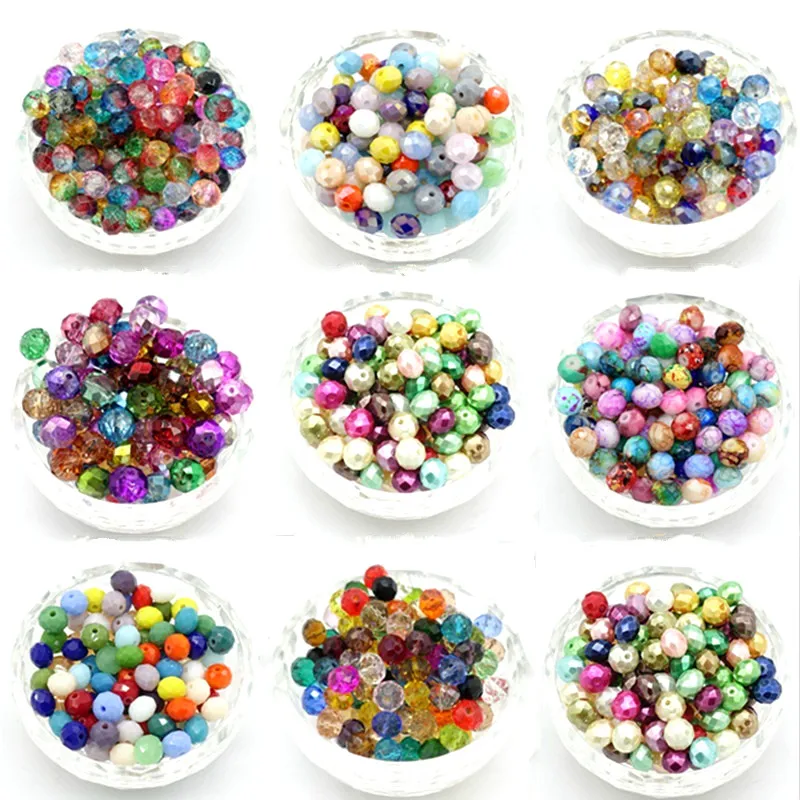 

Wholesale Mixed Lots 200pcs Rondelle Faceted Crystal Glass Loose Beads DIY Spacer beads 8mmx6mm